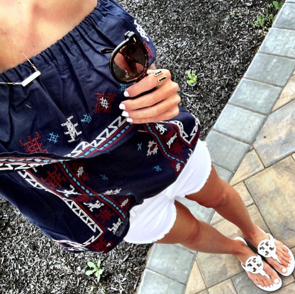 white denim shorts