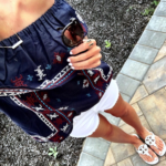 white denim shorts