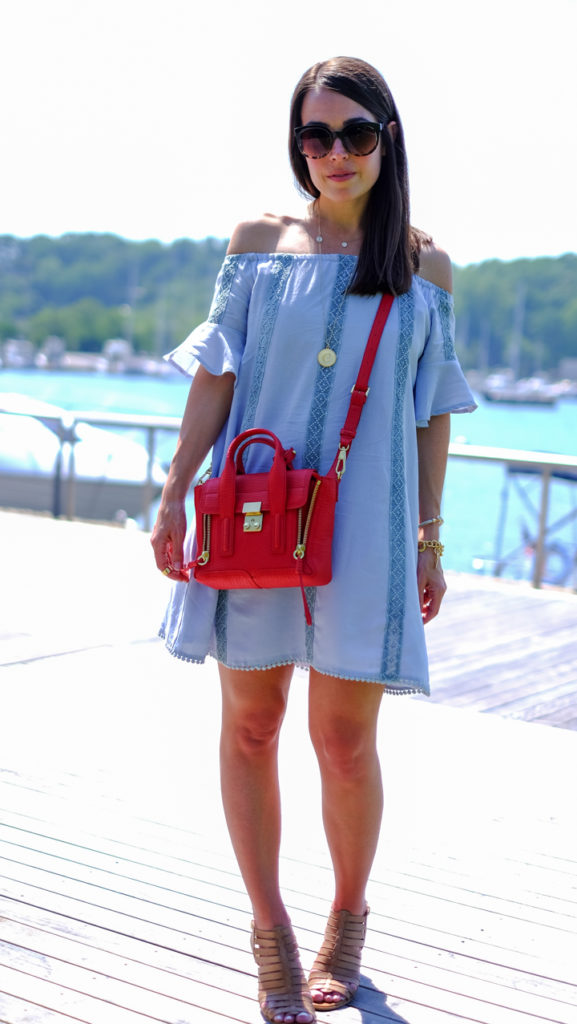 chicwish blue off the shoulder