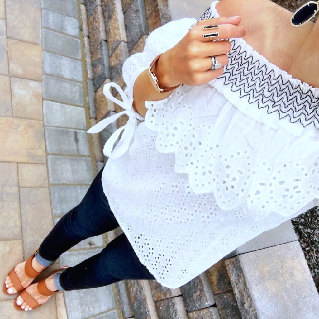off the shoulder eyelet