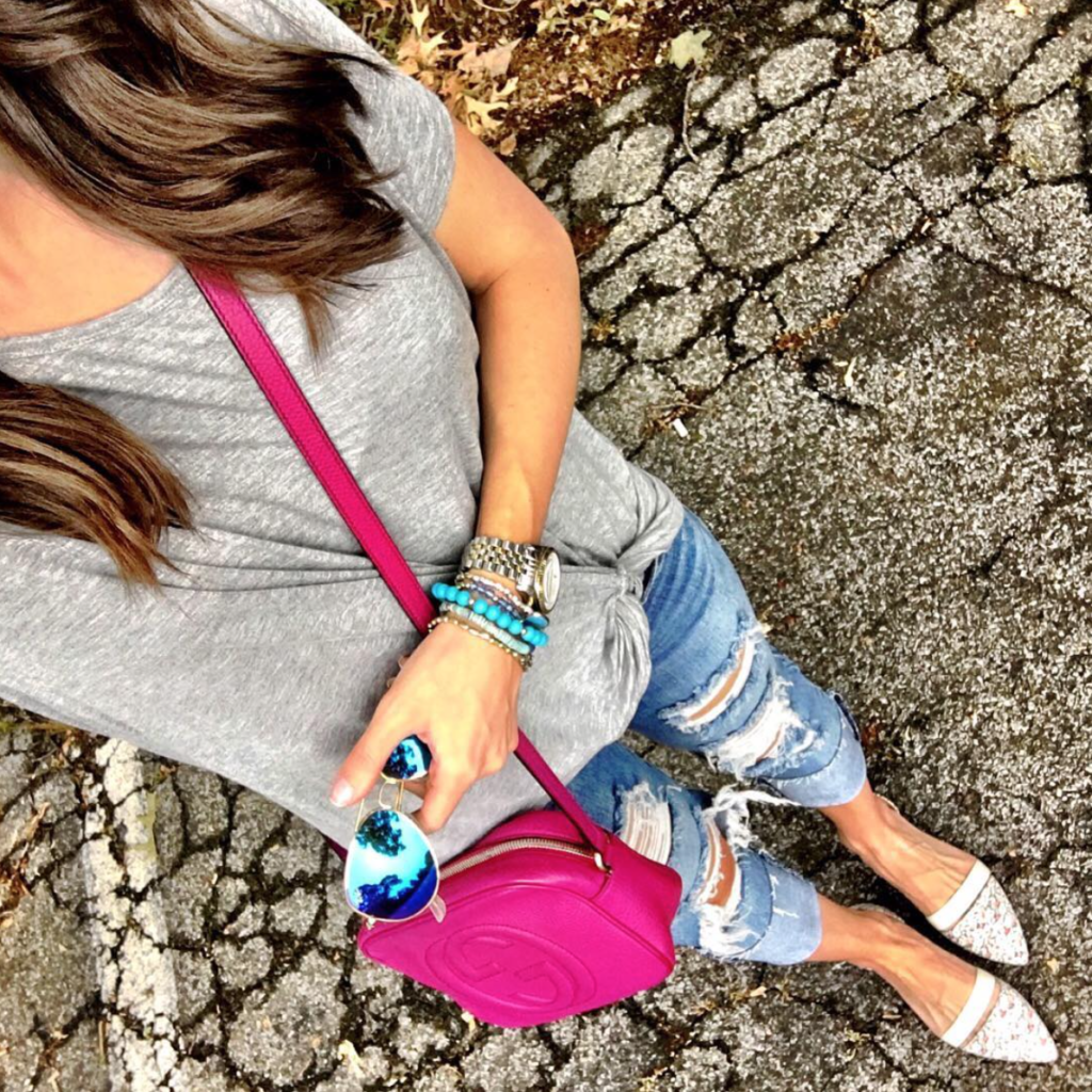 Pink tassel cross body