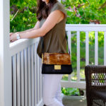 olive + leopard crossbody bag white jeans olive green wrap top mrscasual fashion blog