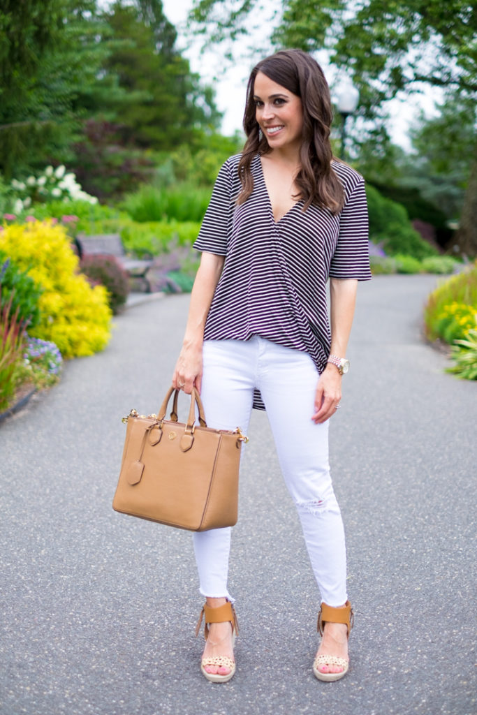 white frayed jeans