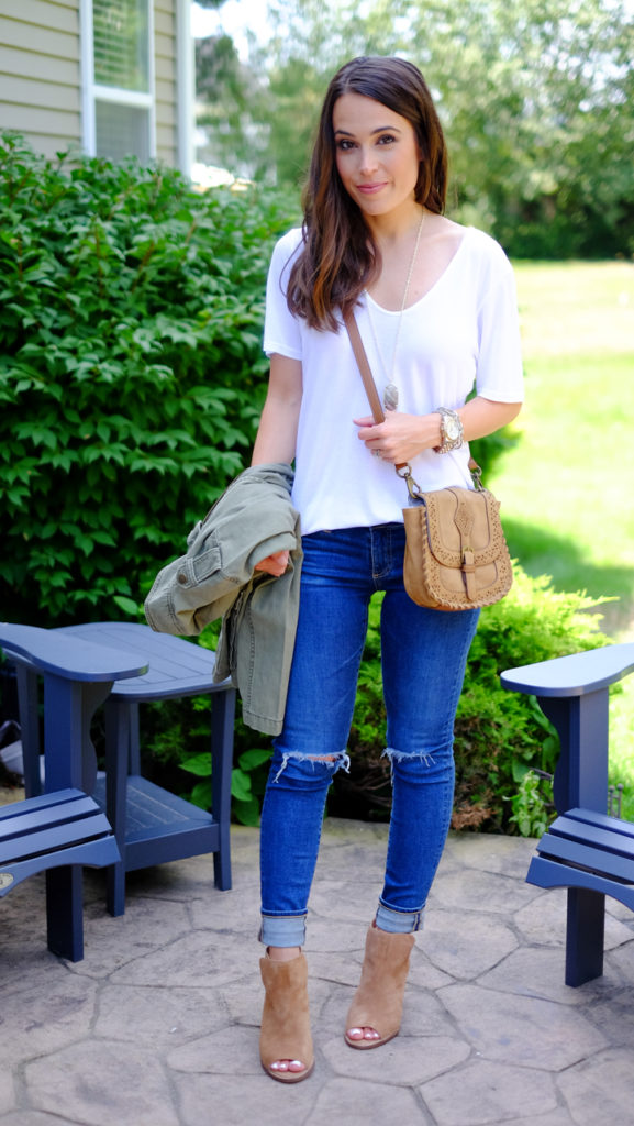 Ankle booties and skinny jeans outfit