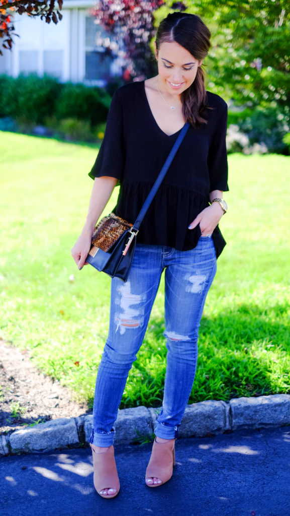 BP V-Neck Peplum Tee Outfit