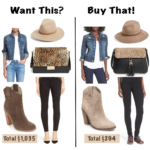 denim jacket, black skinny jeans, ankle booties, leopard crossbody, wool hat
