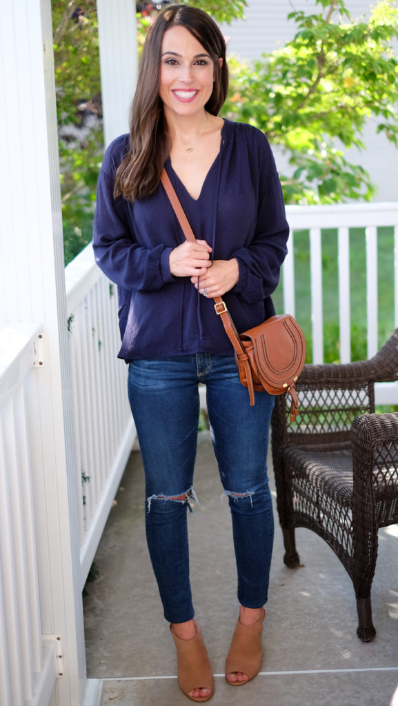 Lush Long Sleeve Jacquard Blouse