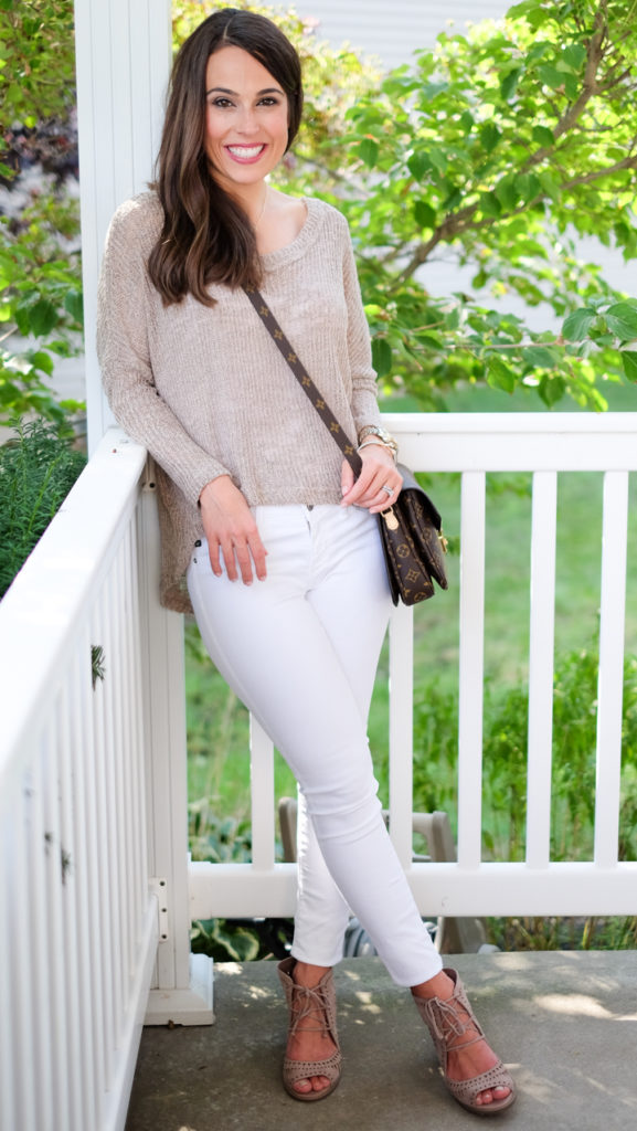 Oatmeal sweater white jeans