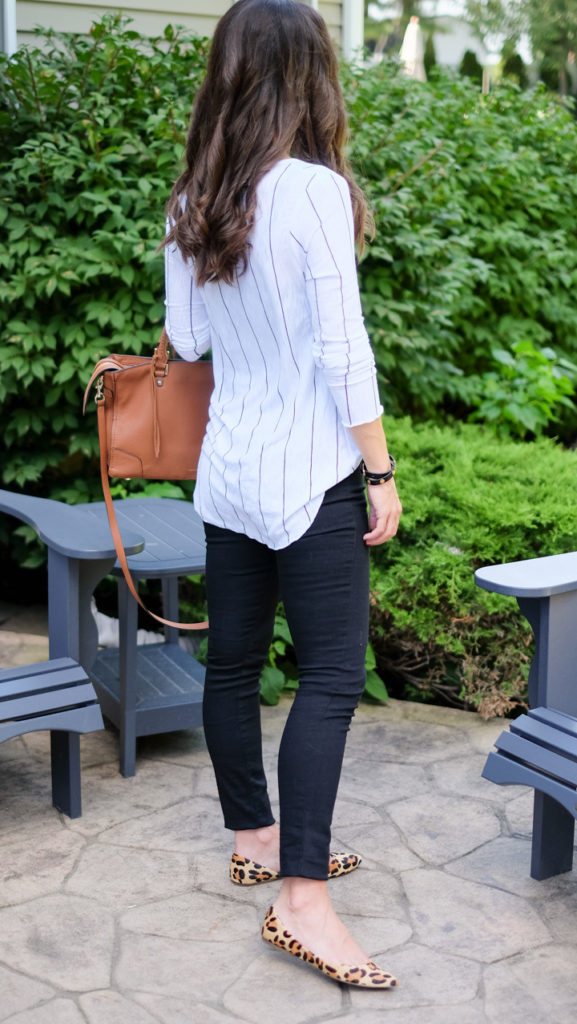 White tunic black stripes