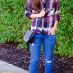Twist front plaid shirt