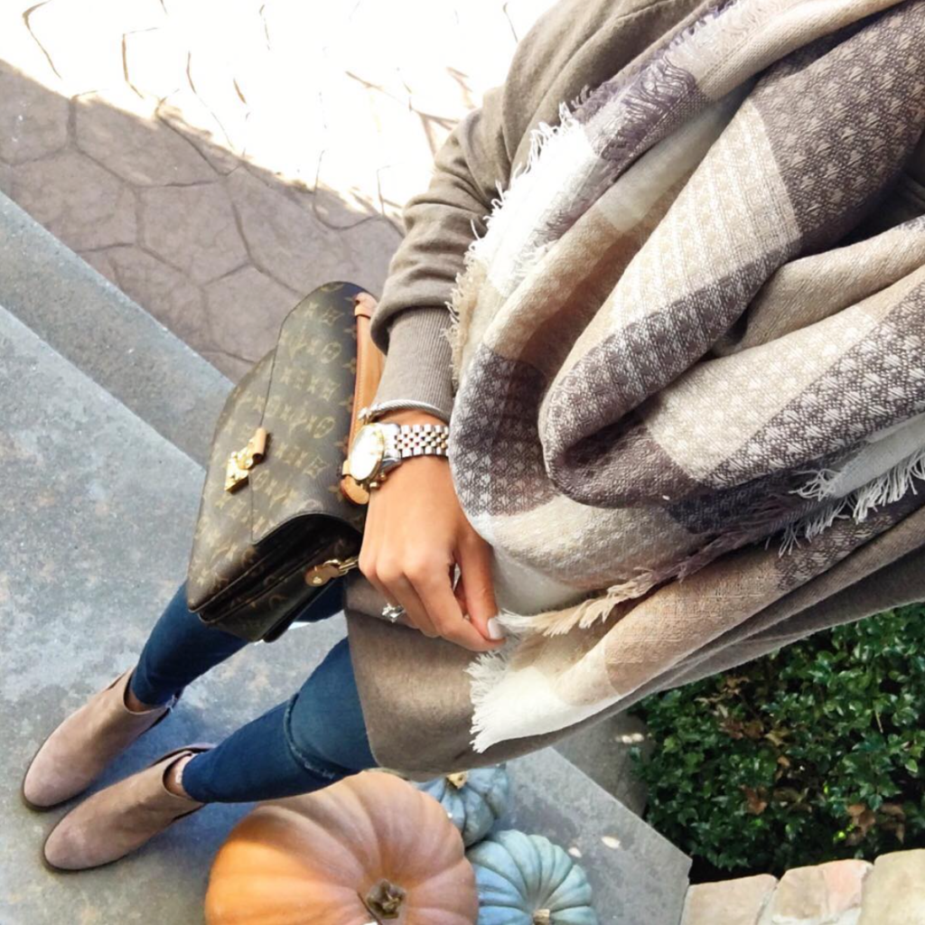 neutral plaid scarf