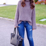 gray mock neck sweater