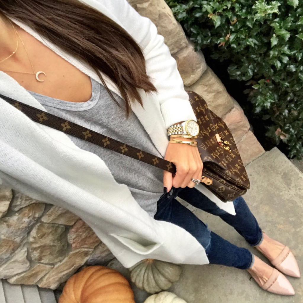 white cardigan