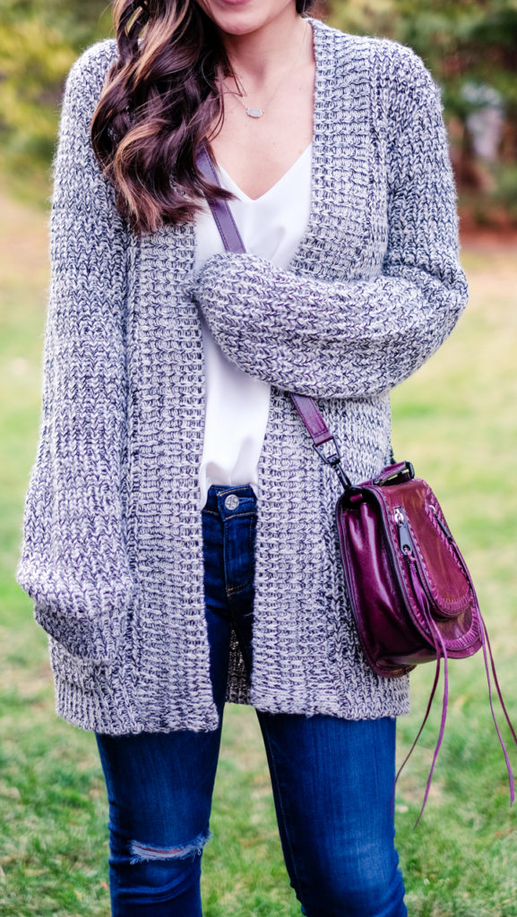 Cotton Emporium Marled Knit Open Cardigan