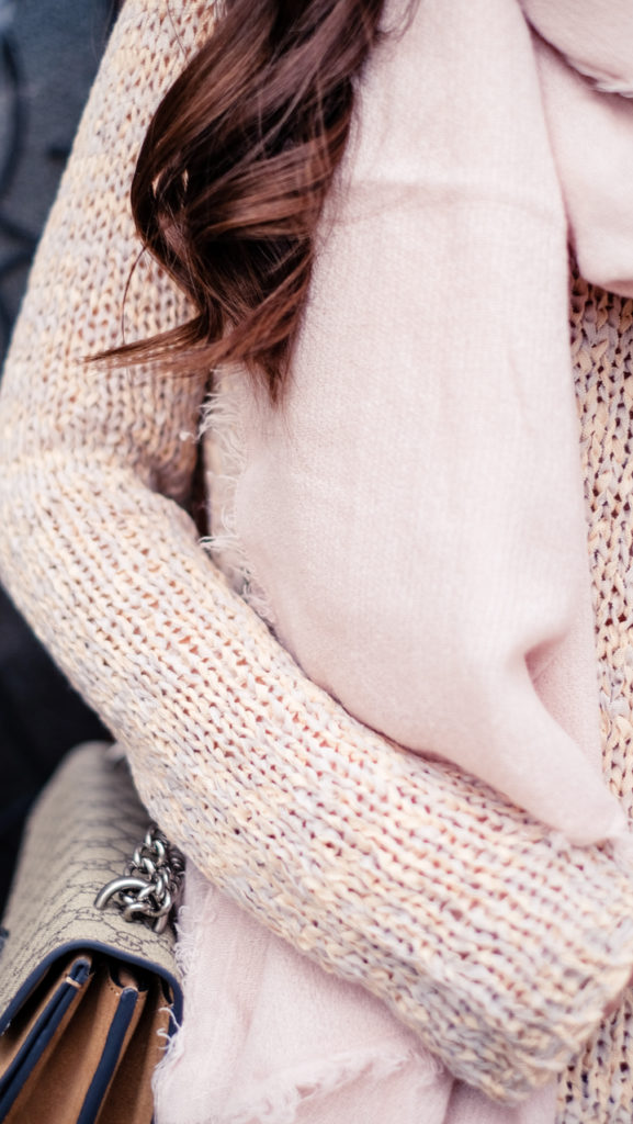 Knit detail sweater and scarf