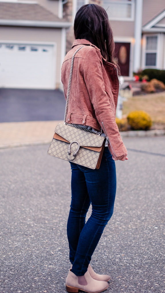 casual moto jacket outfit idea