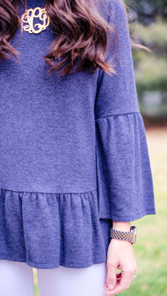 Blue peplum fleece top