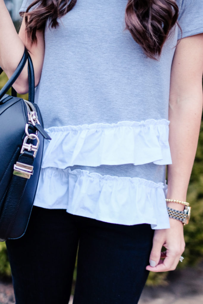 Bobeau poplin ruffle tee