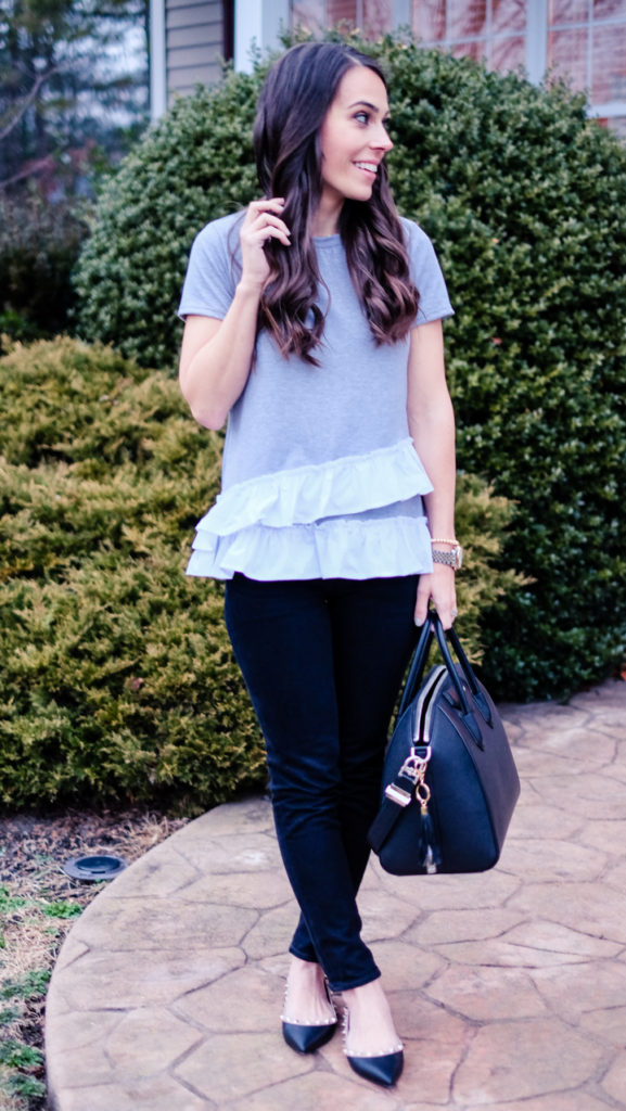 Gray and white outfit