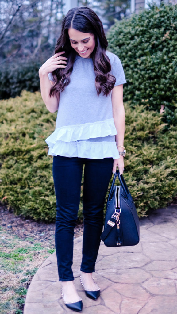 Gray ruffle tee