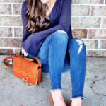 Navy Bell Sleeve Top