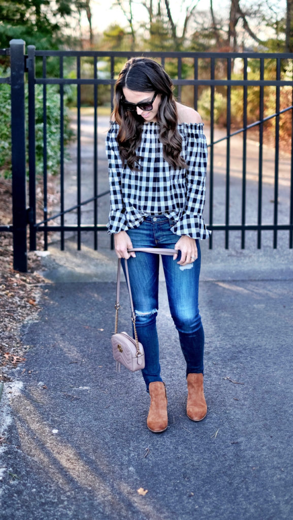 black white and brown outfit