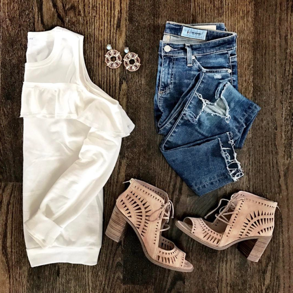 cold shoulder sweatshirt outfit