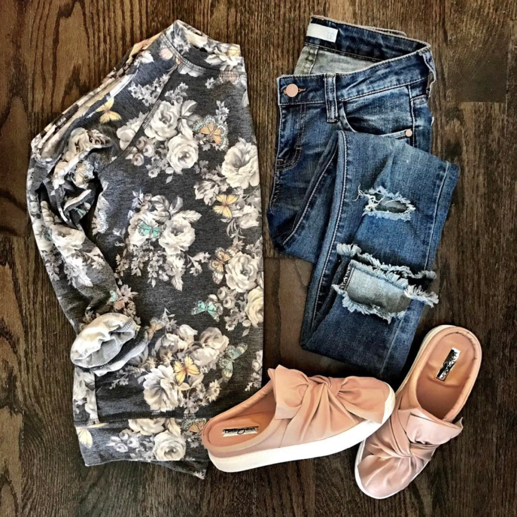 floral cold shoulder sweatshirt