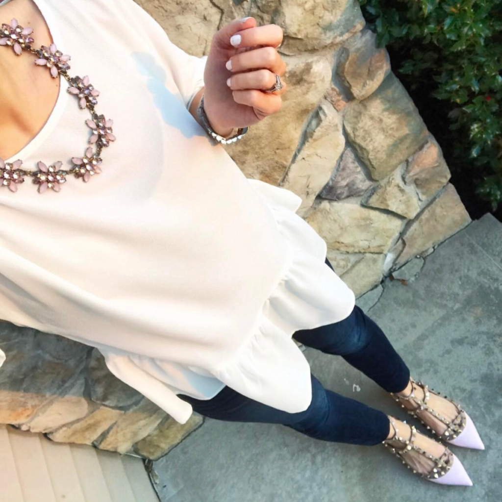 gibson white peplum