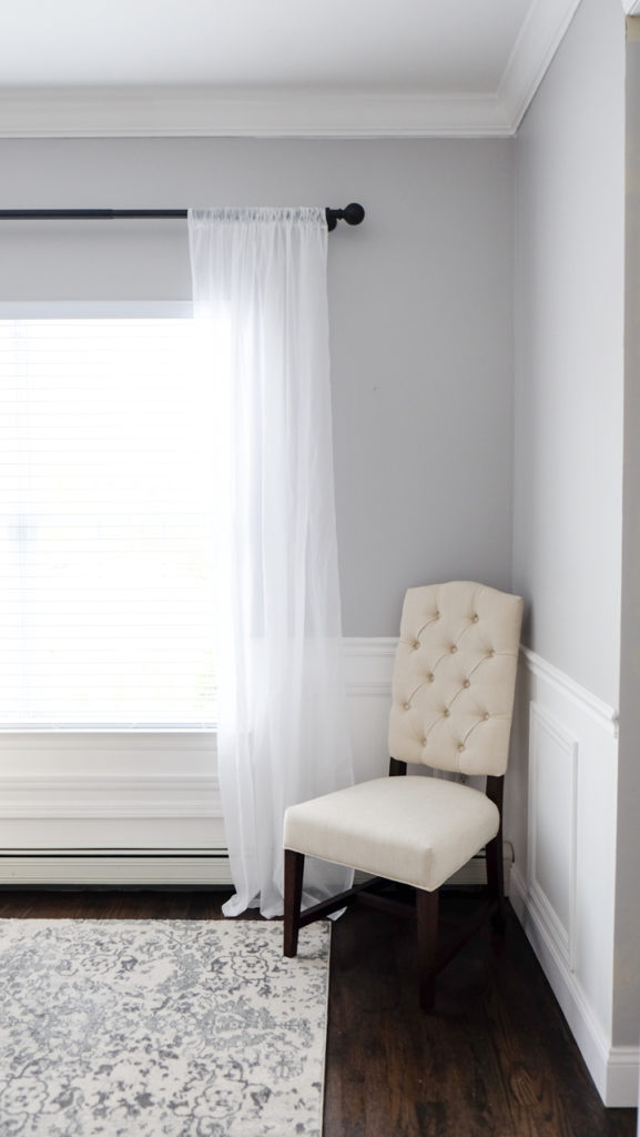 pottery barn sheer curtain and dining room chair