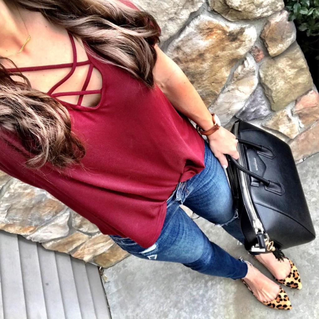 topshop crisscross tee outfit