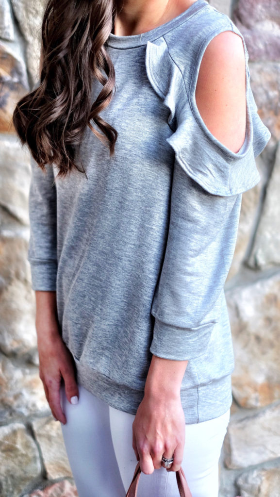 Bobeau ruffled sweatshirt