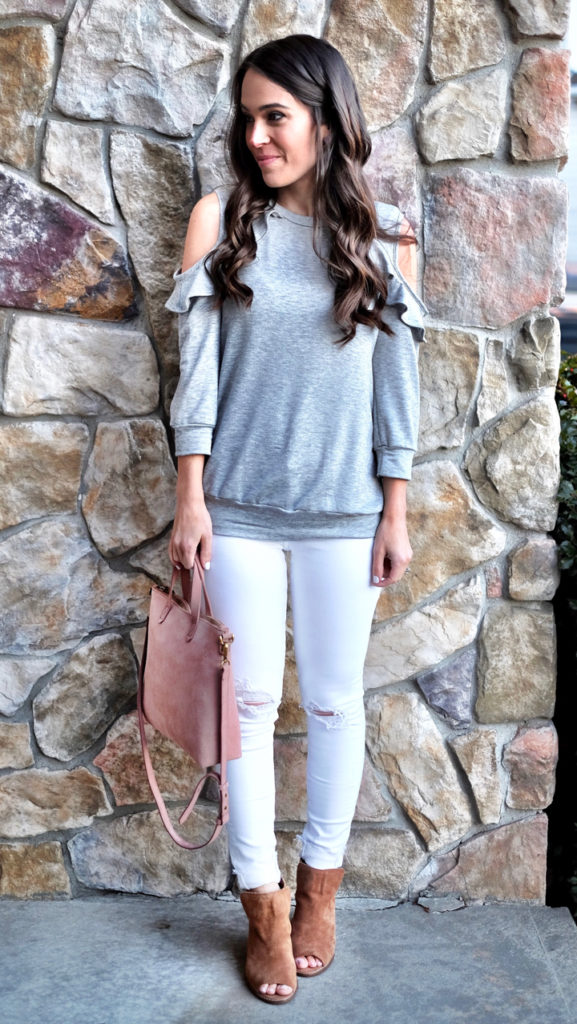 gray sweatshirt outfit idea