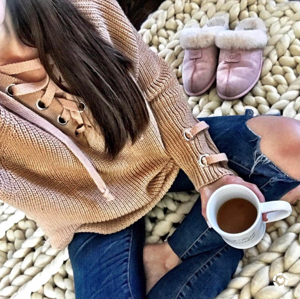 lace up sweater outfit