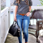 striped ruffle sleeve tee