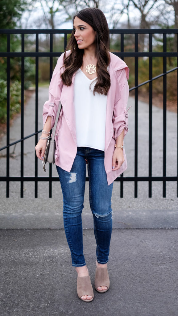 Casual Spring pink jacket outfit