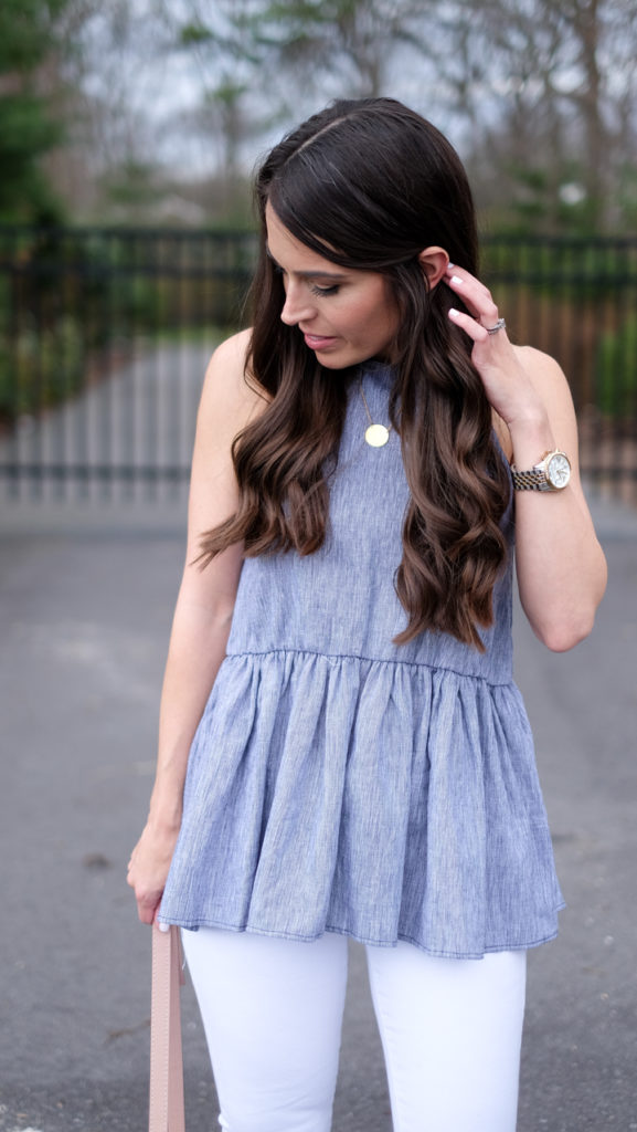 blue peplum top