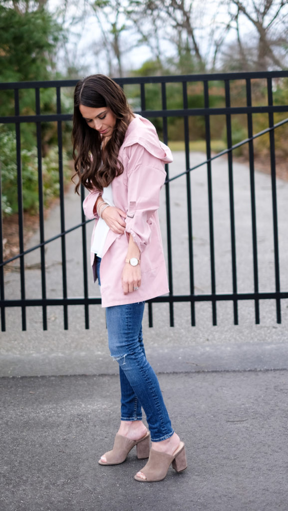spring pink jacket outfit