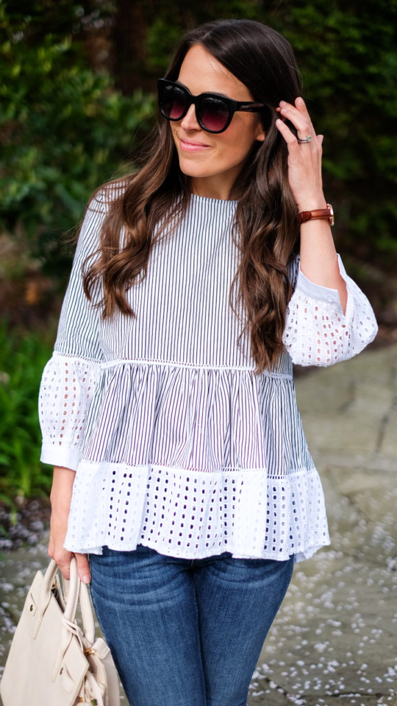 spring striped shirt outfit