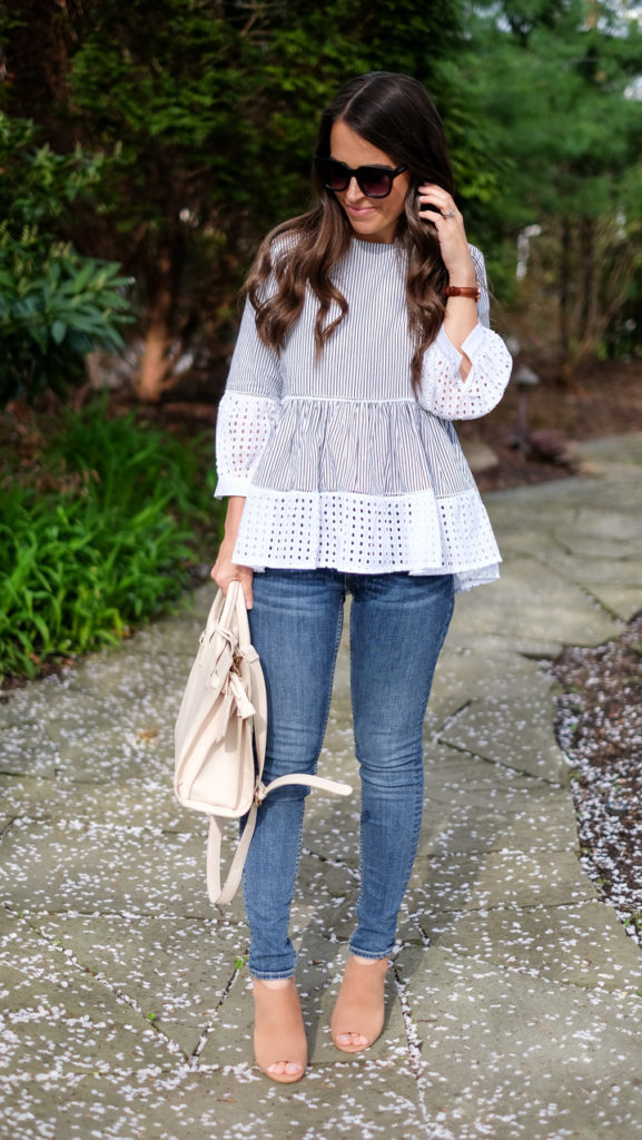 striped and eyelet peplum