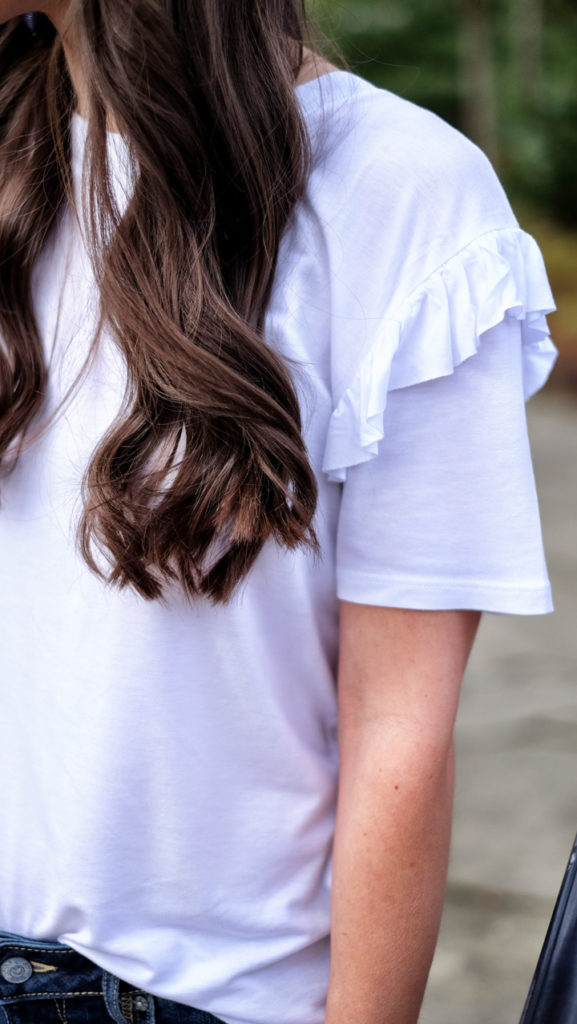topshop white ruffle sleeve tee