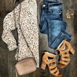 Hinge floral top and lace up block heel sandals