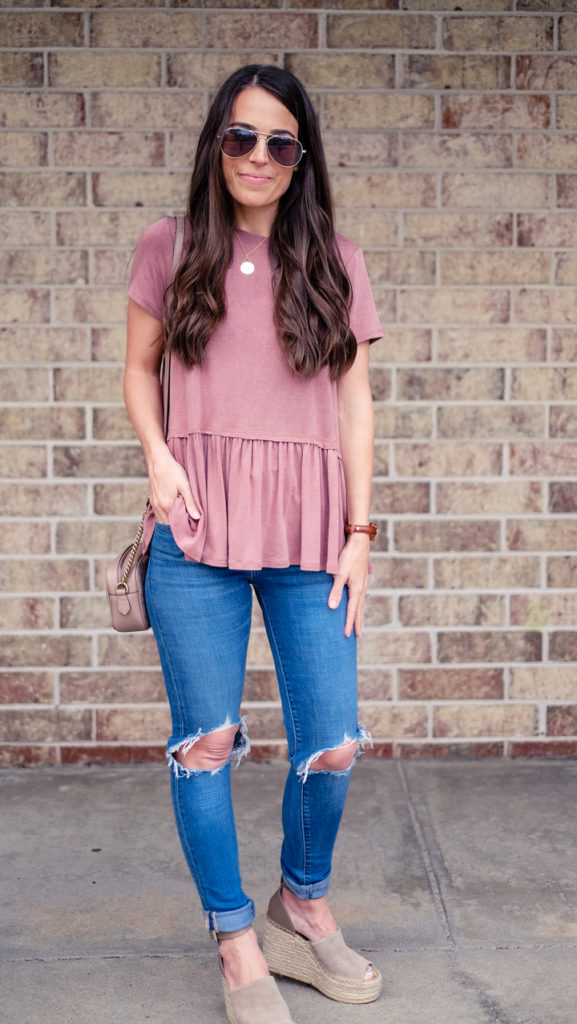 Mrs Casual peplum shirt outfit