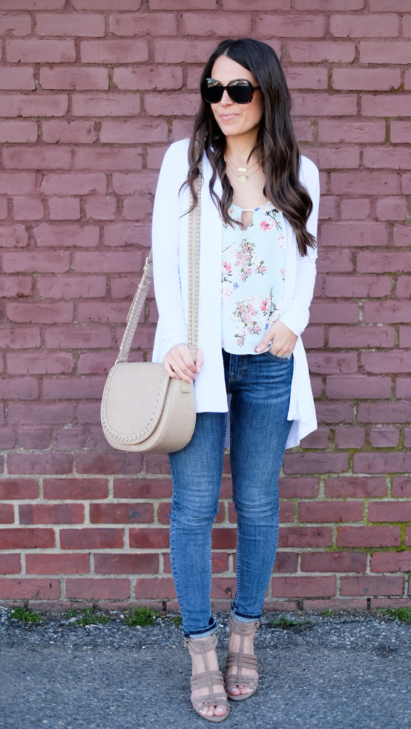 White cardigan spring outfit
