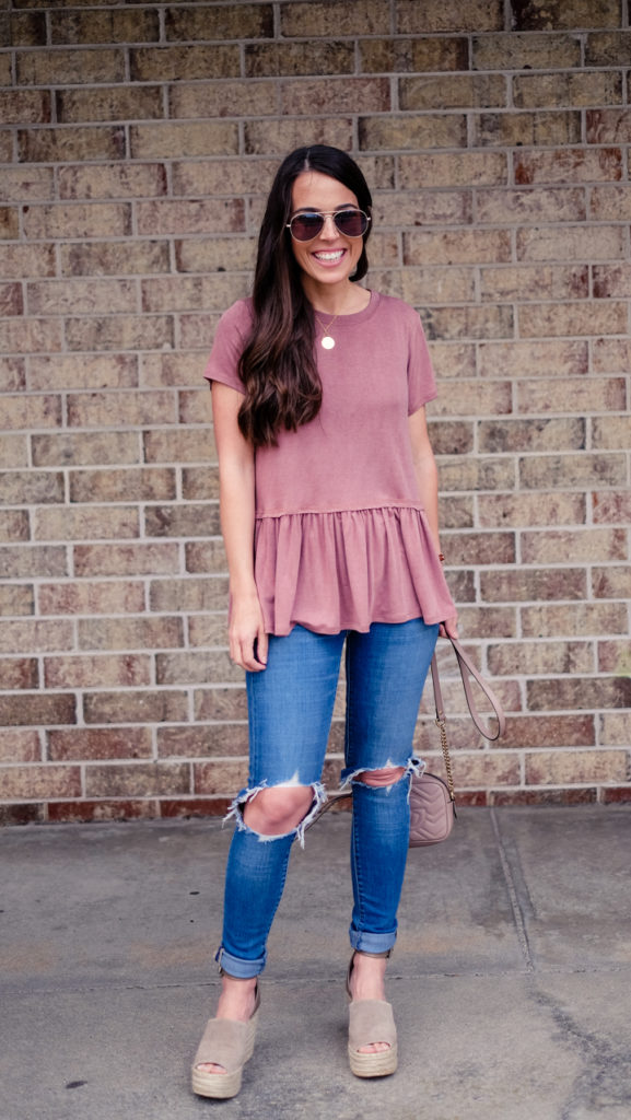 bobeau peplum tee