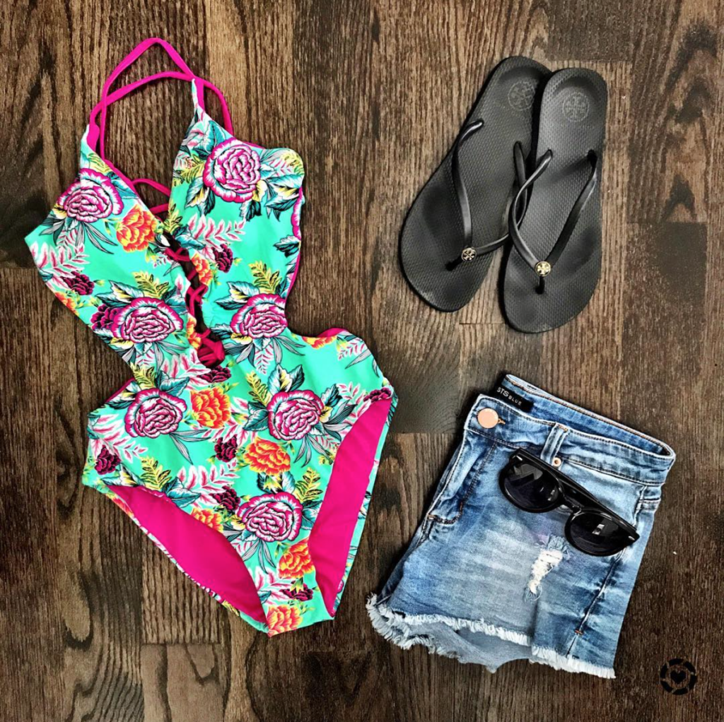 floral one piece bathing suit