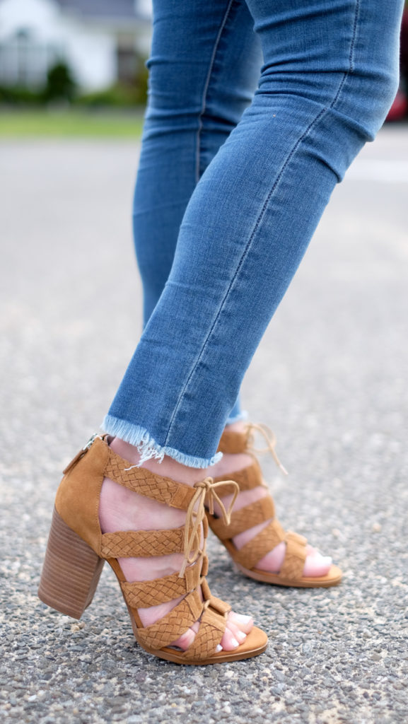 hinge lace up heel sandals