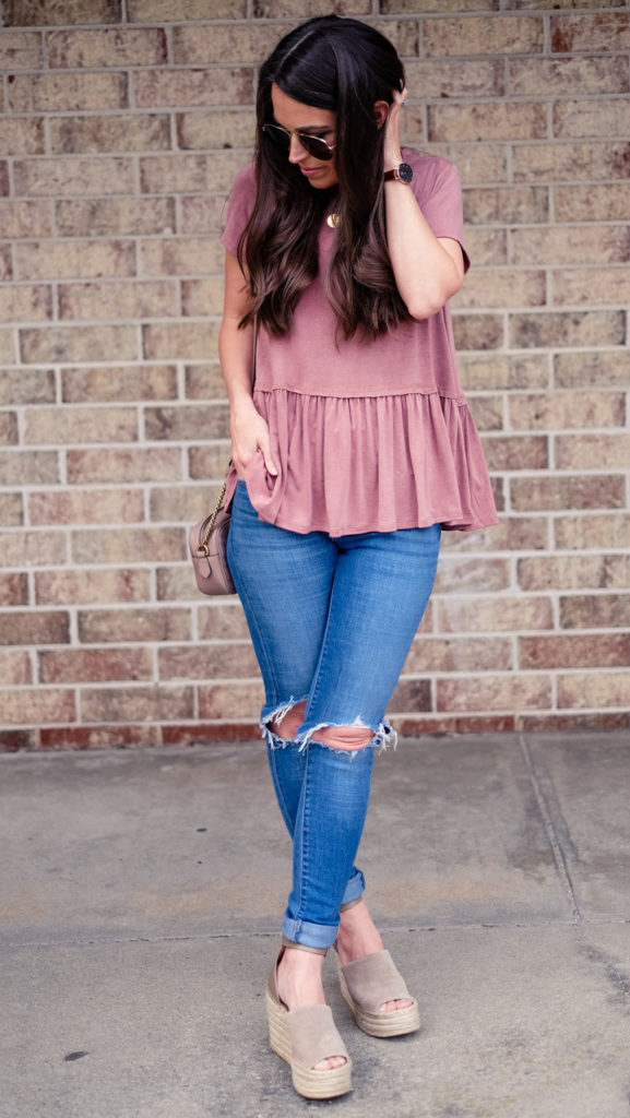 weekend destroyed jeans outfit