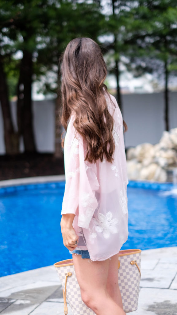 Blush pink foral lightweight kimono
