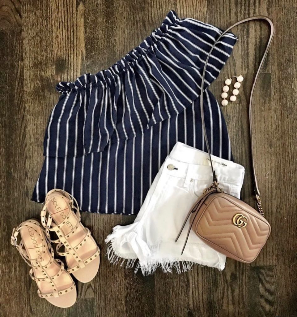 bp navy one shulder top